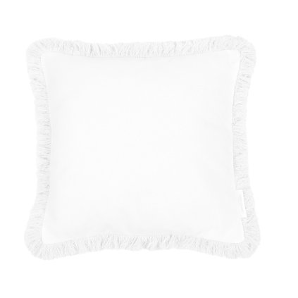 Boho vankúš zdobený strapcami biely nunobaby.sk