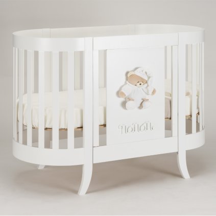 Nanán detská oválna postieľka s matracom Tato biela