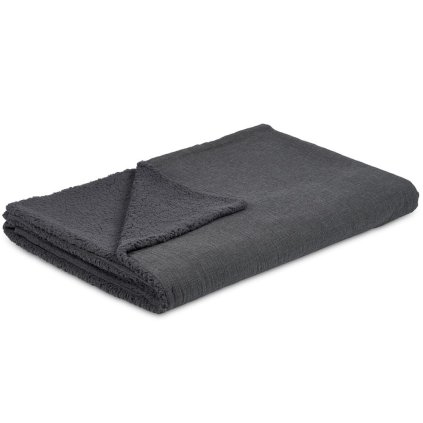 Obojstranná deka mušelín a umelá kožušina grafitová melanž nunobaby.sk