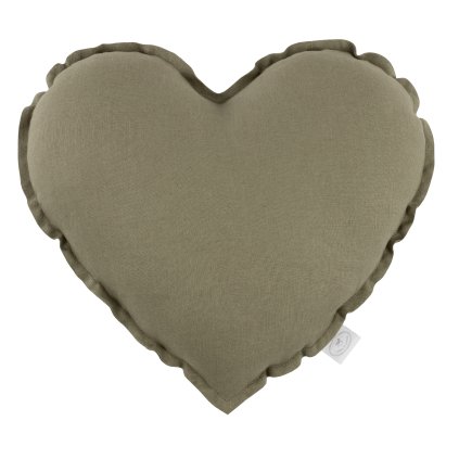 Pure Nature dekoračný vankúš srdce zo 100% ľanu olivová nunobaby.sk