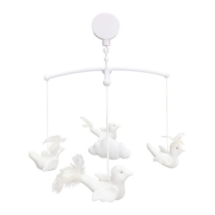 Caramella Ivory Mist kolotoč nad postieľku s vtáčikmi slonovinový nunobaby.sk