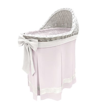 Caramella Baby Pink prútená kolíska s bielou mašľou nunobaby.sk
