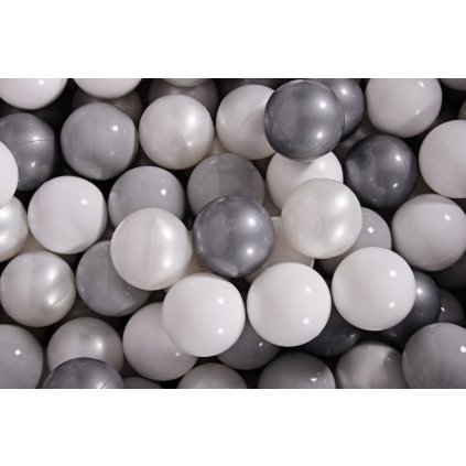 MeowBaby® SADA plastové loptičky do suchého bazéna Ø7cm šedá, biela perleťová, strieborná nunobaby.sk