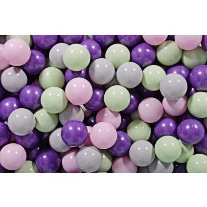 MeowBaby® SADA plastové loptičky do suchého bazéna Ø7cm bledozelená, fialová, šedá, bledoružová nunobaby.sk