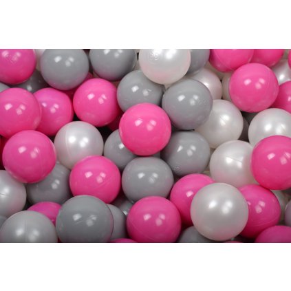 MeowBaby® SADA certifikované plastové loptičky do suchého bazéna Ø7cm biela perleťová, šedá, ružová nunobaby.sk
