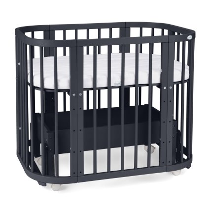 SmartTrip rastúca oválna detská postieľka s kolískou a matracom tmavosivá 2 nunobaby.sk