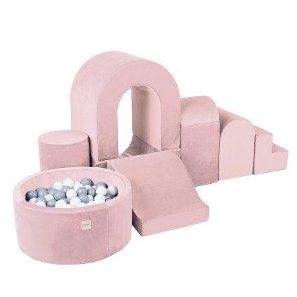 eng pl PLUSH NEST Playground Castle with pool 150 balls pink velvet 437 1