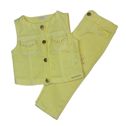 Nanán SET dievčenská vesta a nohavice – žltá
