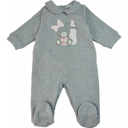 Nanán zimné dupačky s medvedíkom – šedé, teplé a pohodlné