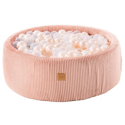 detský suchý bazén s guličkami 90x30cm + 200 guličiek – ružová, guličky: biela perleťová_nunobaby