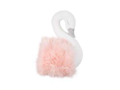 Dekorační labuť na stěnu bílo růžová
