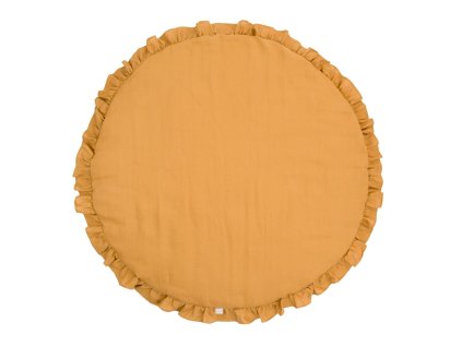 Lněná hrací podložka s volánky Pure Nature Exclusive - hořčicová
