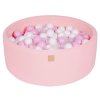 MEO046IE MeowBaby® Cotton detský suchý bazén s guličkami 90x30cm + 200 guličiek – ružová, guličky biela bledoružová transparentná