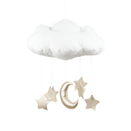 Dekoratívny obláčik biely so zlatými hviezdičkami