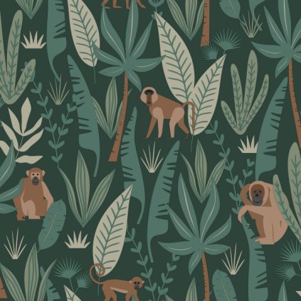 Tapeta Monkeys dark green
