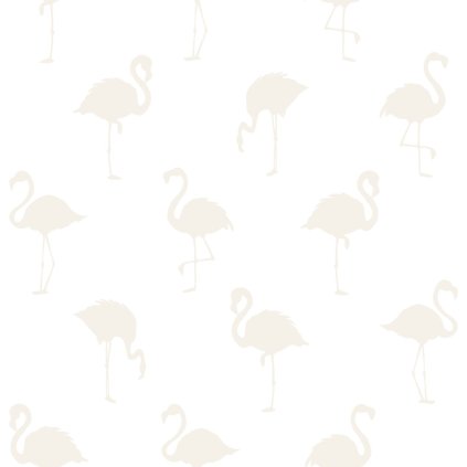 Tapeta Flamingos silver and white