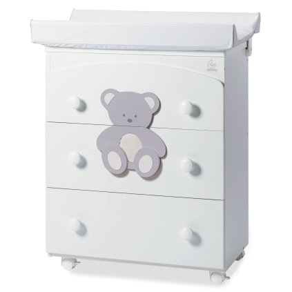 prebaľovací pult s vaničkou Peluche šedá (3v1) nunobaby.sk