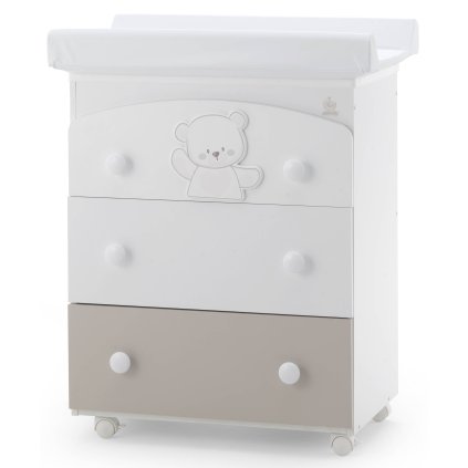 prebaľovací pult s vaničkou Jolie hnedá (3v1) nunobaby.sk