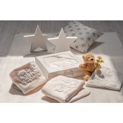 detská fleecová deka do postieľky Happy Family slonovinová 110x150cm nunobaby.sk