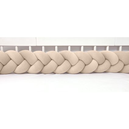 detský plyšový mantinel do postieľky - trojitý pletenec béžový nunobaby.sk