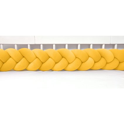 detský plyšový mantinel do postieľky - trojitý pletenec medový nunobaby.sk