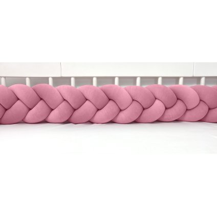 detský plyšový mantinel do postieľky - trojitý pletenec tmavo staroružový nunobaby.sk