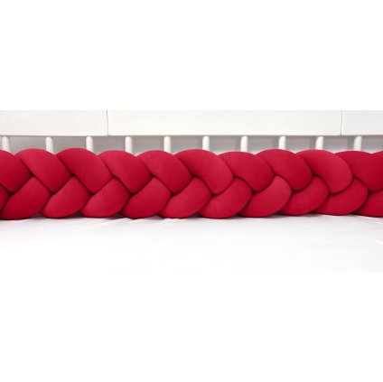 detský plyšový mantinel do postieľky - trojitý pletenec červený nunobaby.sk