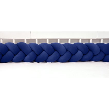 detský plyšový mantinel do postieľky - trojitý pletenec tmavomodrý nunobaby.sk