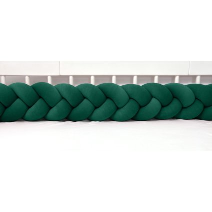 detský plyšový mantinel do postieľky - trojitý pletenec tamovozelený nunobaby.sk