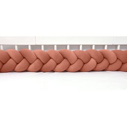 detský plyšový mantinel do postieľky - trojitý pletenec tehlový nunobaby.sk