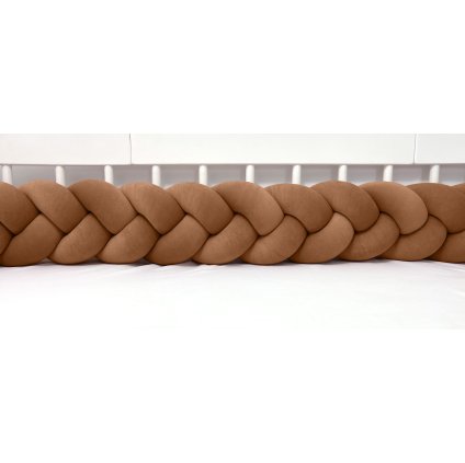 detský plyšový mantinel do postieľky - trojitý pletenec čokoládový nunobaby.sk