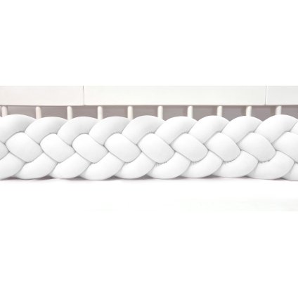 detský plyšový mantinel do postieľky - štvoritý pletenec biely nunobaby.sk