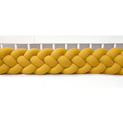 detský plyšový mantinel do postieľky - štvoritý pletenec horčicový nunobaby.sk