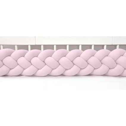 detský plyšový mantinel do postieľky - štvoritý pletenec bledoružový nunobaby.sk