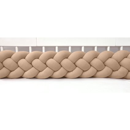 detský plyšový mantinel do postieľky - štvoritý pletenec karamelový nunobaby.sk