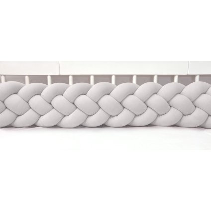 detský plyšový mantinel do postieľky - štvoritý pletenec bledošedý nunobaby.sk