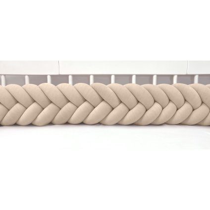 Plyšový mantinel do postieľky - päťkový pletenec béžový nunobaby.sk