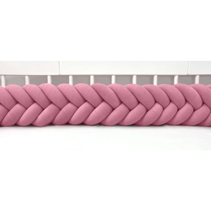 Plyšový mantinel do postieľky - päťkový pletenec tmavo staroružový nunobaby.sk