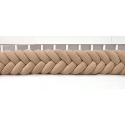 Plyšový mantinel do postieľky - päťkový pletenec karamelový nunobaby.sk