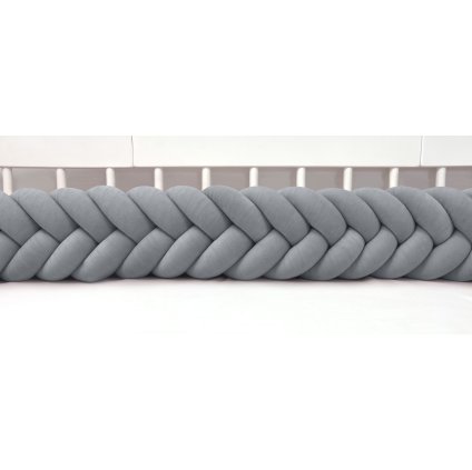 Plyšový mantinel do postieľky - päťkový pletenec tmavošedý nunobaby.sk