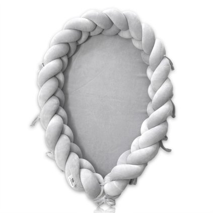 plyšové pletené hniezdo (2v1) - bledošedá 1 nunobaby.sk