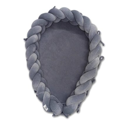 detské plyšové pletené hniezdo (2v1) - tmavošedá nunobaby.sk