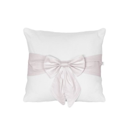 dekoračný vankúš s ružovou mašľou nunobaby.sk