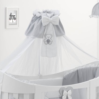 baldachýn nad postieľku Peluche šedá nunobaby.sk