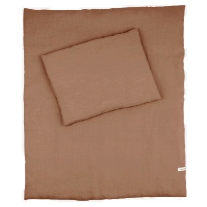 detské obliečky do postieľky 100% ľan čokoládová nunobaby.sk