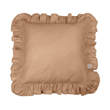 vankúš s volánikmi zo saténovej bavlny s výplňou čokoládová nunobaby.sk