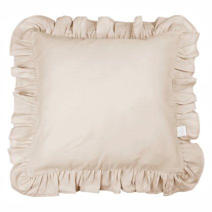 vankúš s volánom z prémiovej saténovej bavlny s výplňou béžová nunobaby.sk