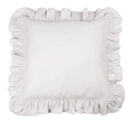 vankúš s volánom z prémiovej saténovej bavlny s výplňou bledošedá nunobaby.sk