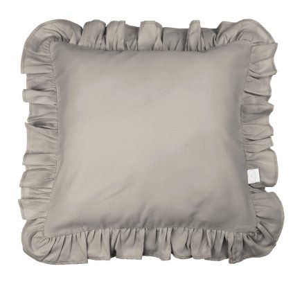 vankúš s volánom z prémiovej saténovej bavlny s výplňou šedohnedá nunobaby.sk