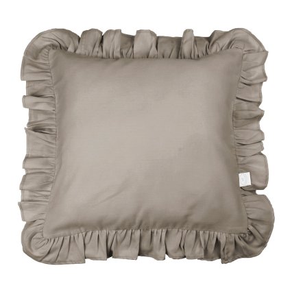 vankúš s volánom z prémiovej saténovej bavlny s výplňou hnedošedá nunobaby.sk
